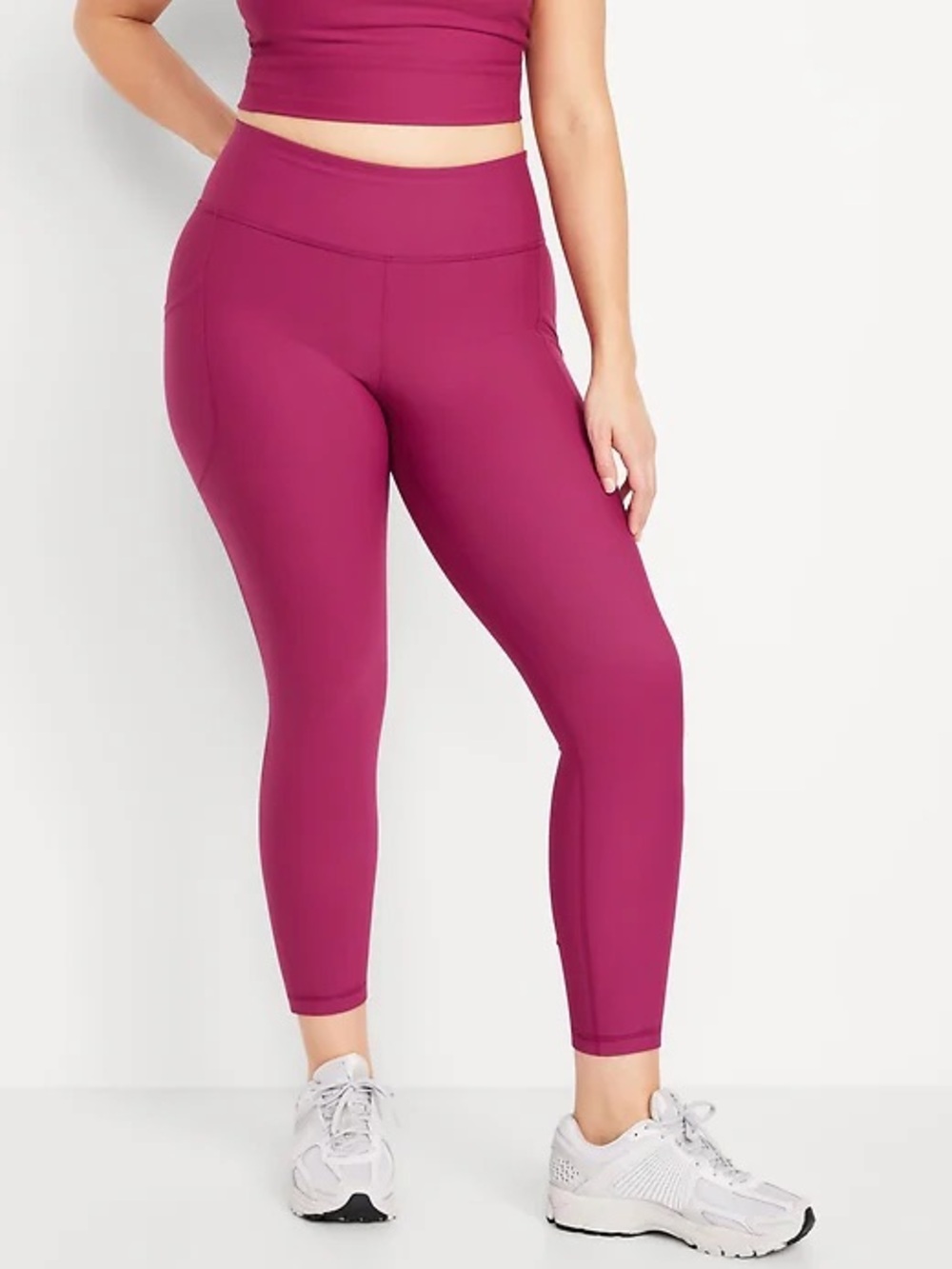 NWT Old Navy Pink Magenta Active Leggings Crop PowerSoft High Rise Pants